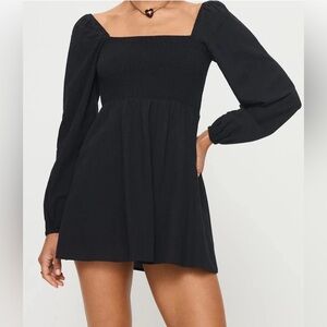 Princess Polly Hastings Long Sleeve Mini Dress Black Size 2